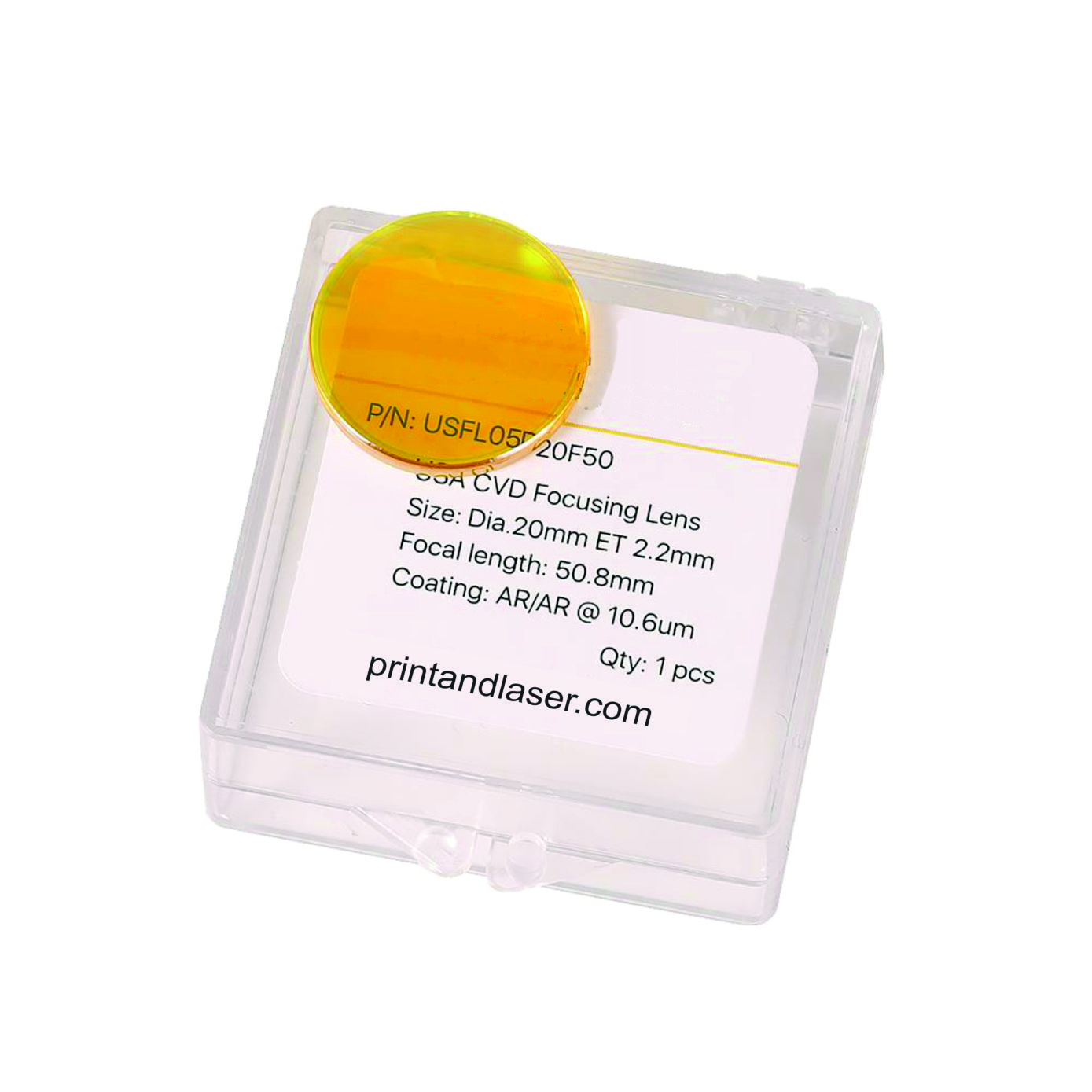 PVD ZnSe Focal Lens Antireflective Coated Diameter 12mm Focal Length 50.8mm 